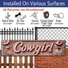 3.94 X 15.74 Inches Aluminum Decorative Sign - 2D Flat, 1pc Cowgirl Metal Sign - Retro Decoration with Floral Details, 4X16 Inch Rustic Farmhouse Bar
