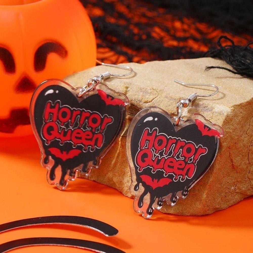 Ghost Funny Dangle Earrings Drop-shaped Dark Skull Earrings Halloween Acrylic Earrings  Girls