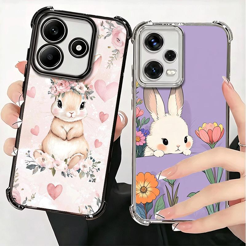 Cute Cartoon Bunny Rabbit Plating Phone Case For Xiaomi Redmi Note 14 15 Pro Plus 13 12 11 11S 11T 10 9S 9 5G Anti-Fall Airabag
