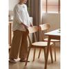 Japanese Solid Wood Dining Chair, Curved Backrest Wide Thick Arc Seat, Natural MCM Comfort Style for Kitchen Dining Room