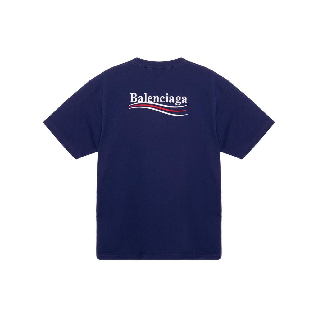 Balenciaga Women's Political Campaign Oversized T-Shirt Dark Blue/Multi 641655TKVJ11195