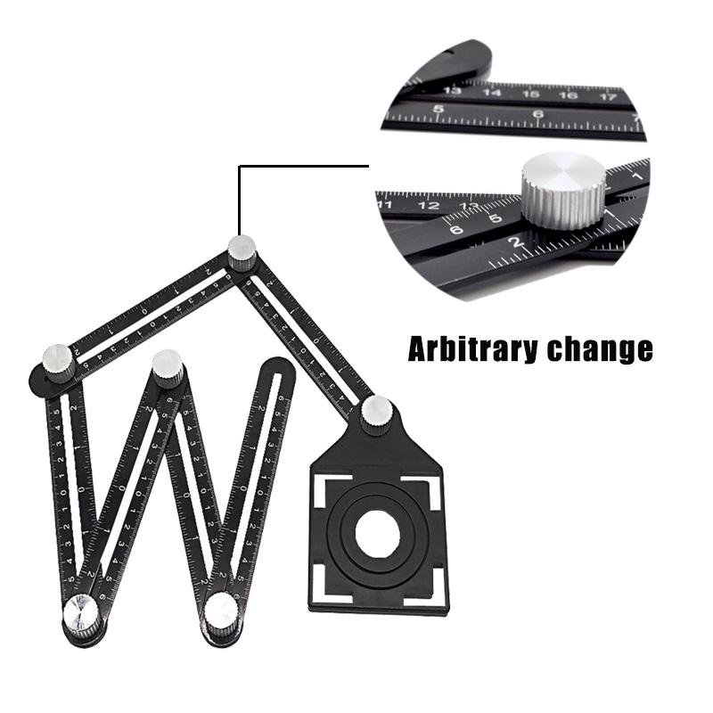 31*5.5*2.6cm 6 Folding Metal Measuring Ruler Drill Guide Openings Locator Multi Adjustable Angle Ruler Tile Hole Locator