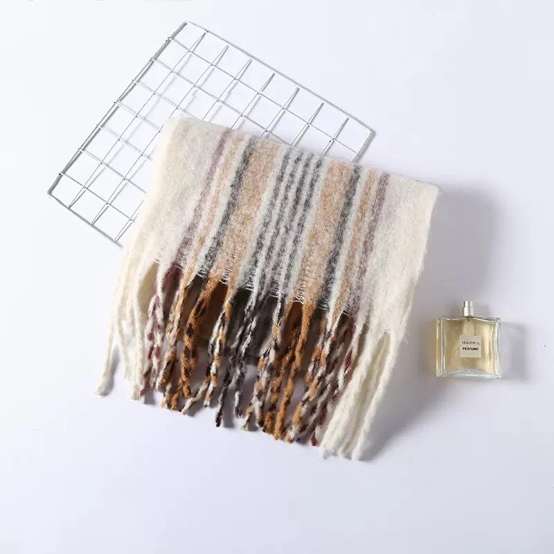 Damen Herbst & Winter Koreanischer Stil Regenbogen Karomuster Dickes Warmes Schal