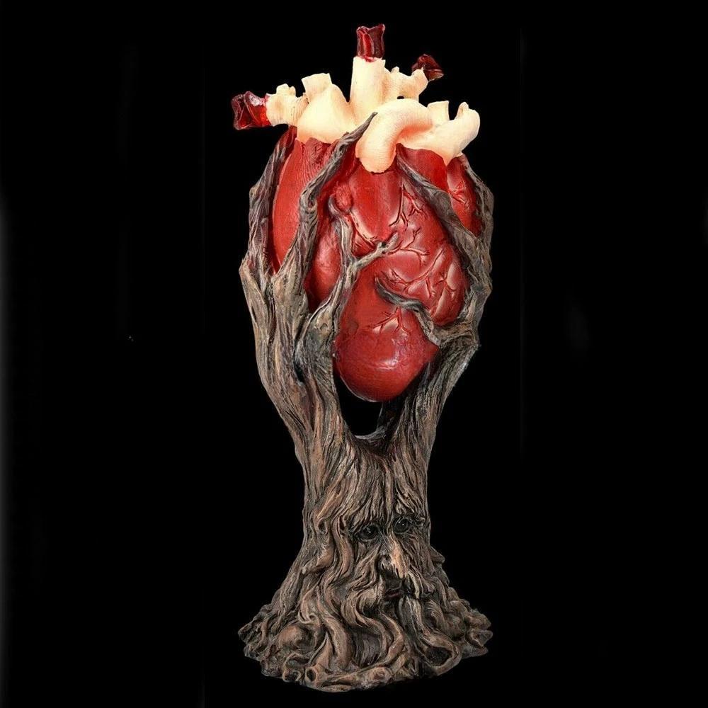 

Halloween Portrait Heartheld Tree Trunk Statue Festival Theme Party Weird Decoration Indoor Sculpture Miniature Resin Ornament светло-серый