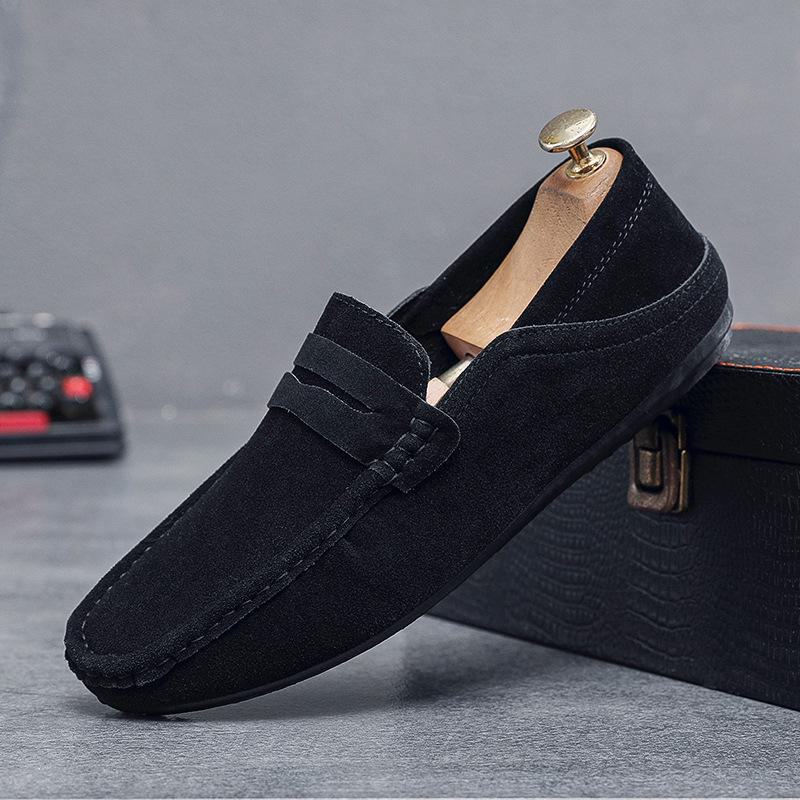 Men's Spring Suede Moccasins: Trendy British Loafers, Slip-On Driving Shoes