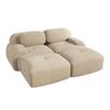 2-Seater sofa made of corduroy fabric, frameless, combinable with chaise longue, non-slip, armrests and elastic upholstery, beige