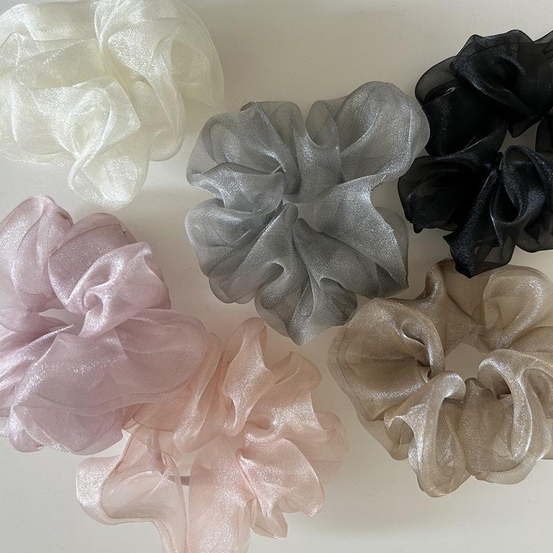 Eugen Yarn Large Intestine Hair Band Super Fairy Pearlescent Mesh Yarn Headband Temperament Ponytail Flower Hair Accessories