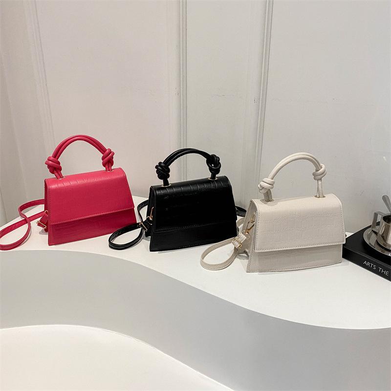 Solid Color Shoulder Bag Texture  New Casual Sweet Trendy Simple Cross-body Hand-held Small Square Shoulder Bag