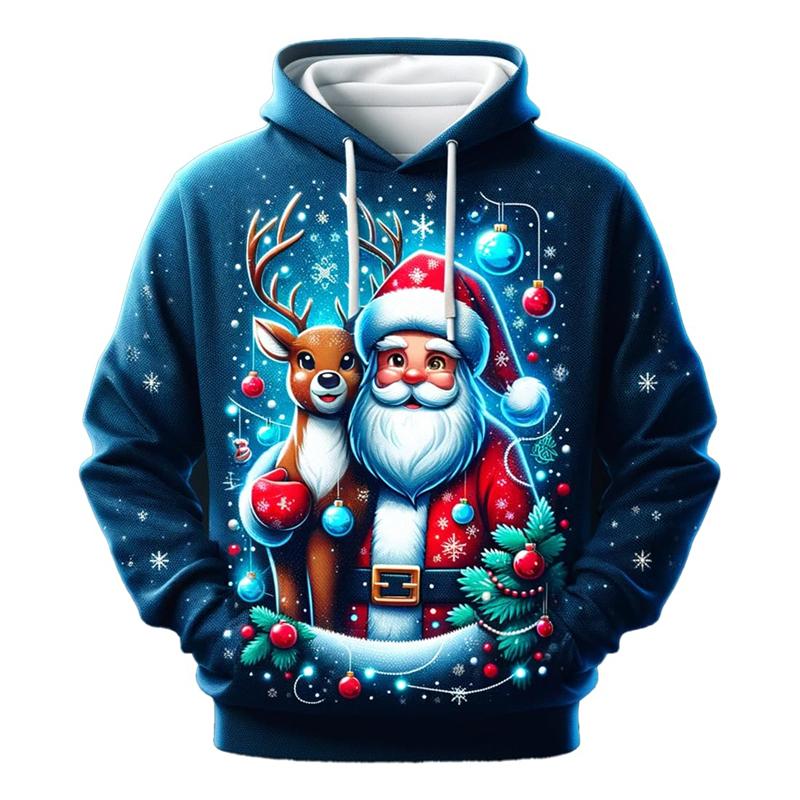 2026 Santa Claus Christmas Carnival 3D Printed Cute Animal Hooded Sweatshirt Suitable for Both Men and Women