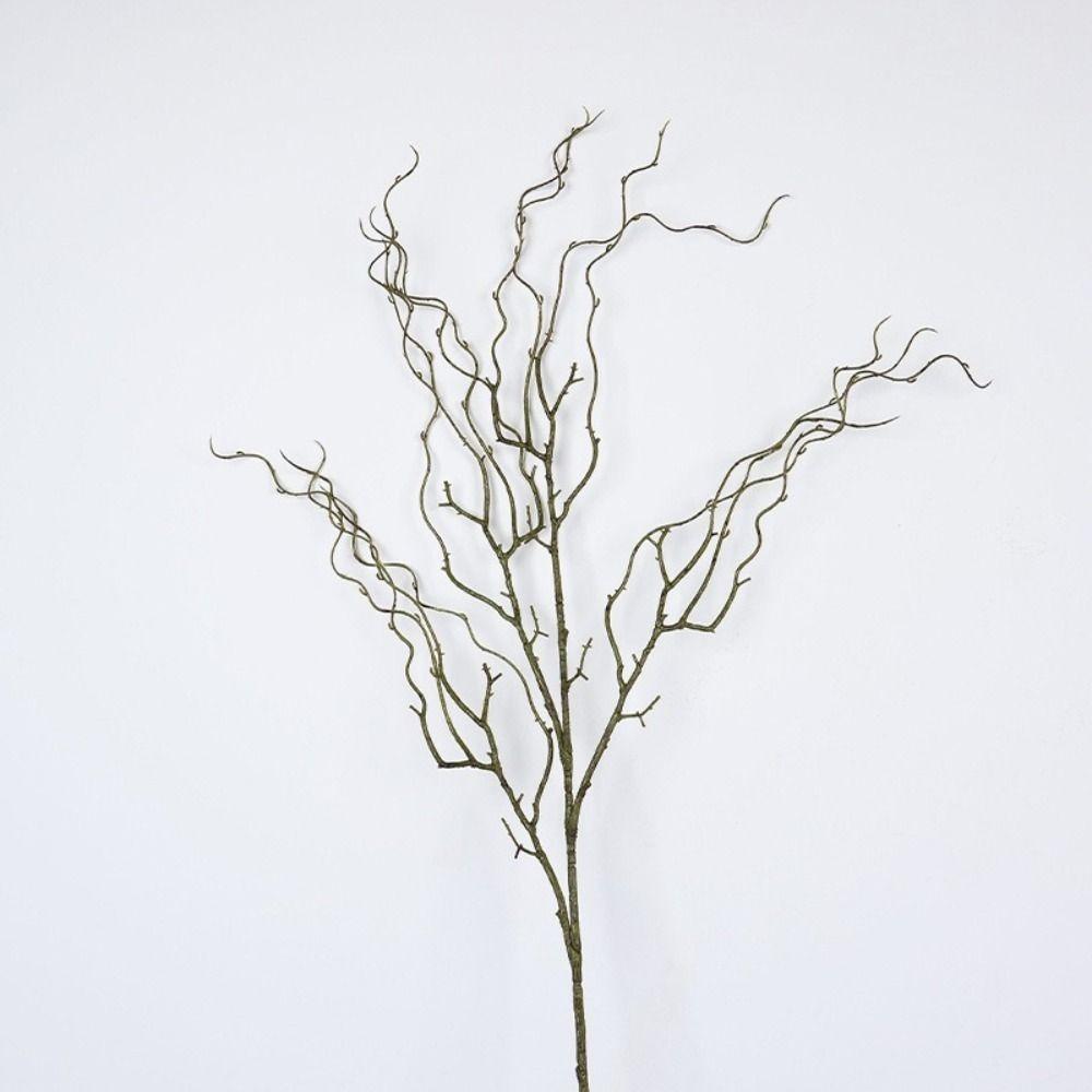 120cm Délka Umělá Vrbová Větev Realistický Design Měkká Textura Umělé Větvičky 4-Vidlicový Kadeřavý Tvar Simulace Větve Stromu