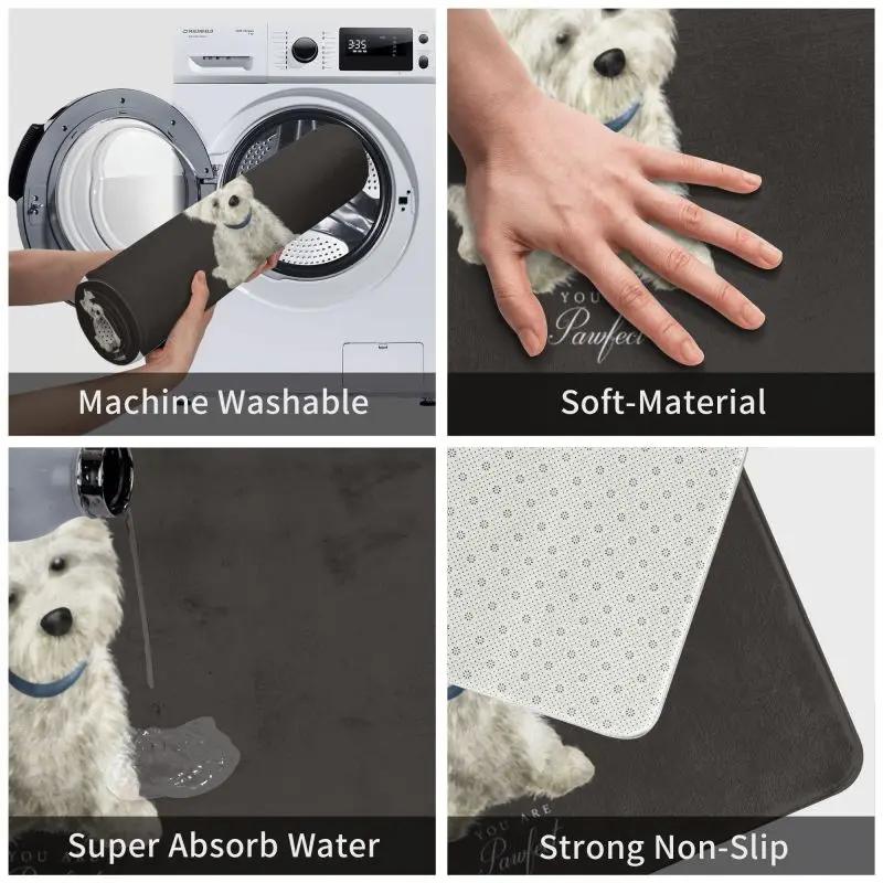 Cute West Highland White Terrier Dog Front Door Mat Anti-Slip Outdoor Absorbent Westie Puppy Doormat Garden Entrance Rug Carpe