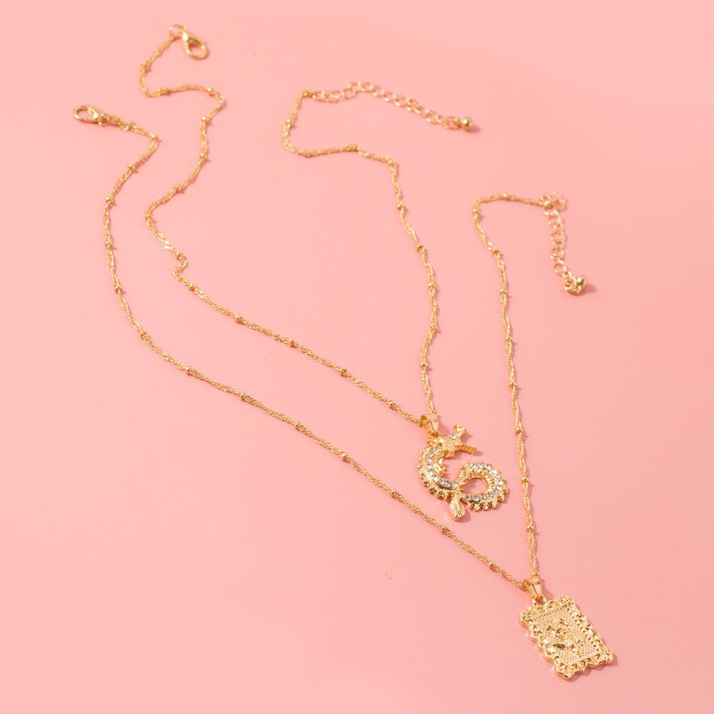 Exquisite Double Layer Rose And Dragon Pendant Necklace For Weddings And Travel Gifts