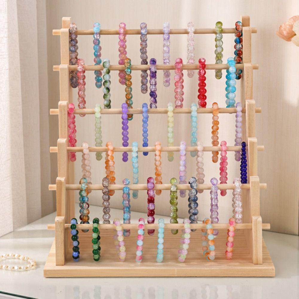 Solid Wood Bracelet Display Stand 4/6 Layer Jewelry Organizer Durable Bracelet Holder