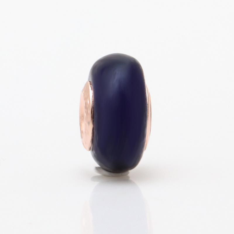 Rose Gold Matte Purple Murano Glass Bead Bracelet - Surprise Gift for Girlfriend фиолетовый