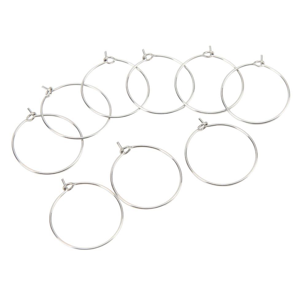 50pcs Stainless Steel Bulk Hoop Earrings Open Hoop Light Weight Wine Glass Rings Silver Round Hoop Ear Wires Party Favor