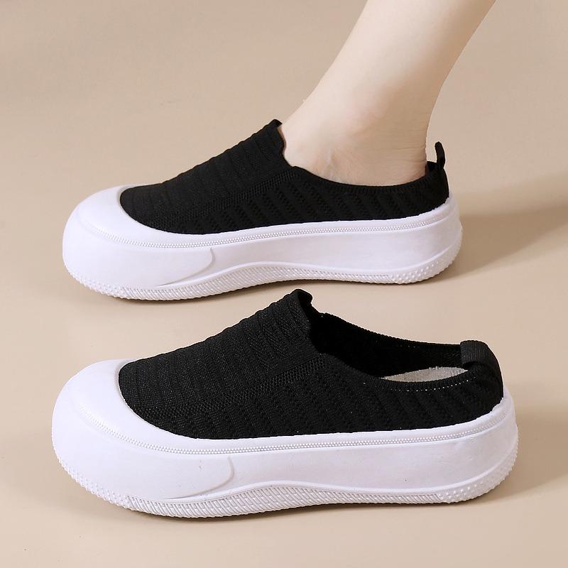 Summer new simple thick-soled flying-woven half-tray fashionable versatile casual women's shoes breathable minimalist fisherman shoes