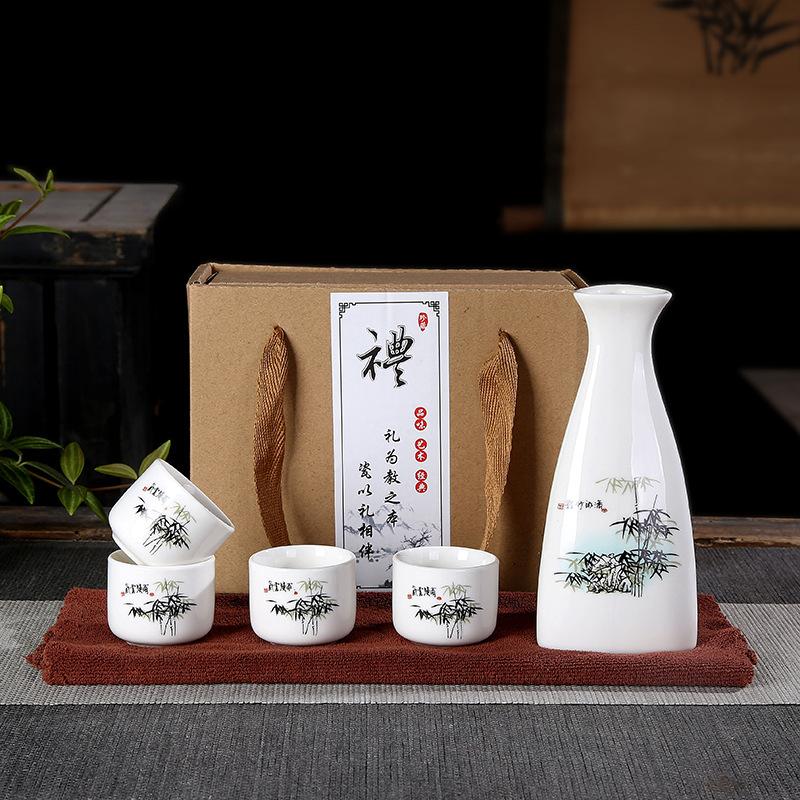 Japanese Sake Bar Set Household Ceramic Baijiu Cup Bottle Wine Cup Home Restaurant Party Drinking Barware Set Friend Gift