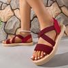 Flat bottomed open toed hemp rope bottom casual plus size beach sandals