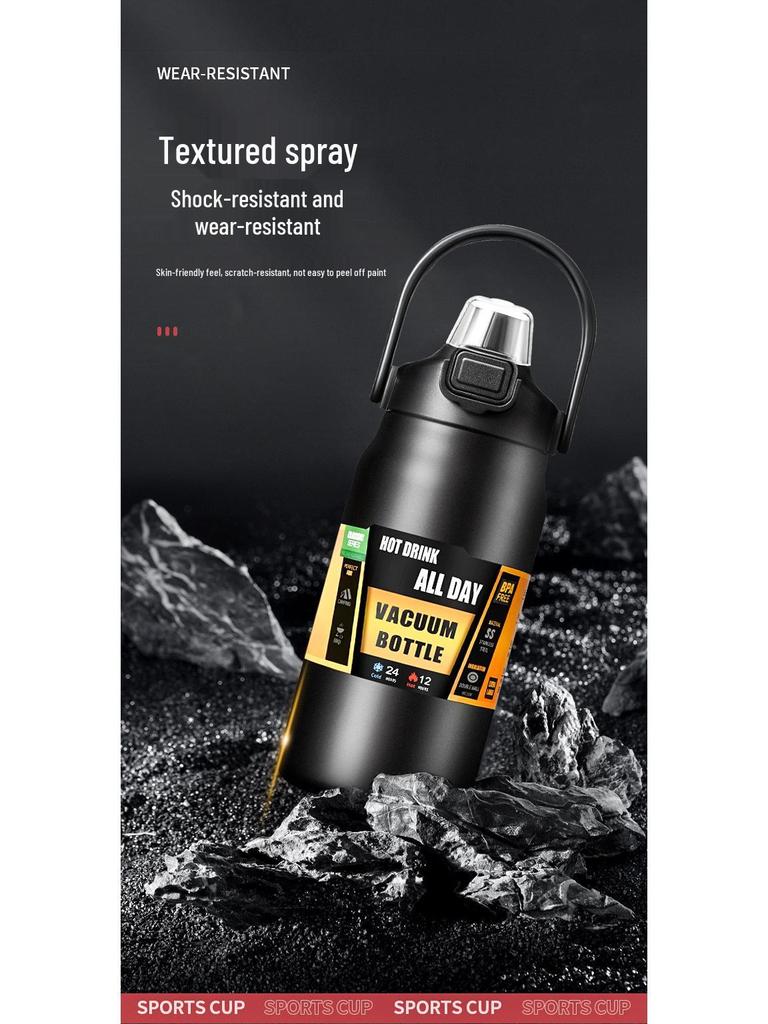304 Stainless Steel Large Capacity Vacuum Insulated Sports Bottle with Handle and Dual Drink Lids for Outdoor Activities
