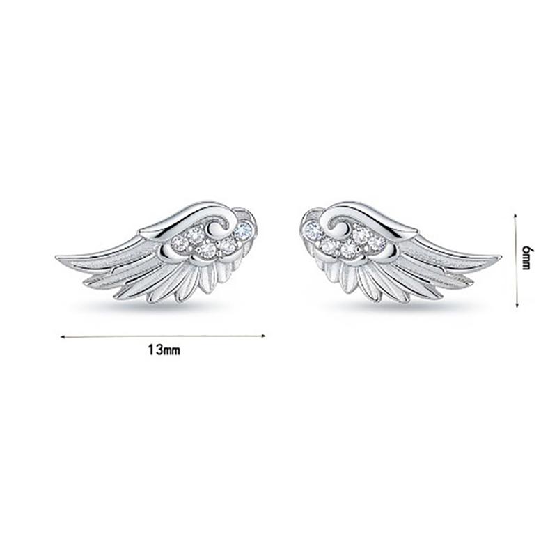 Fashion Zircon Wing Stud Earrings For Women Luxury Shiny Creative Angel Wings Silver Color Ear Studs Jewelry Gifts