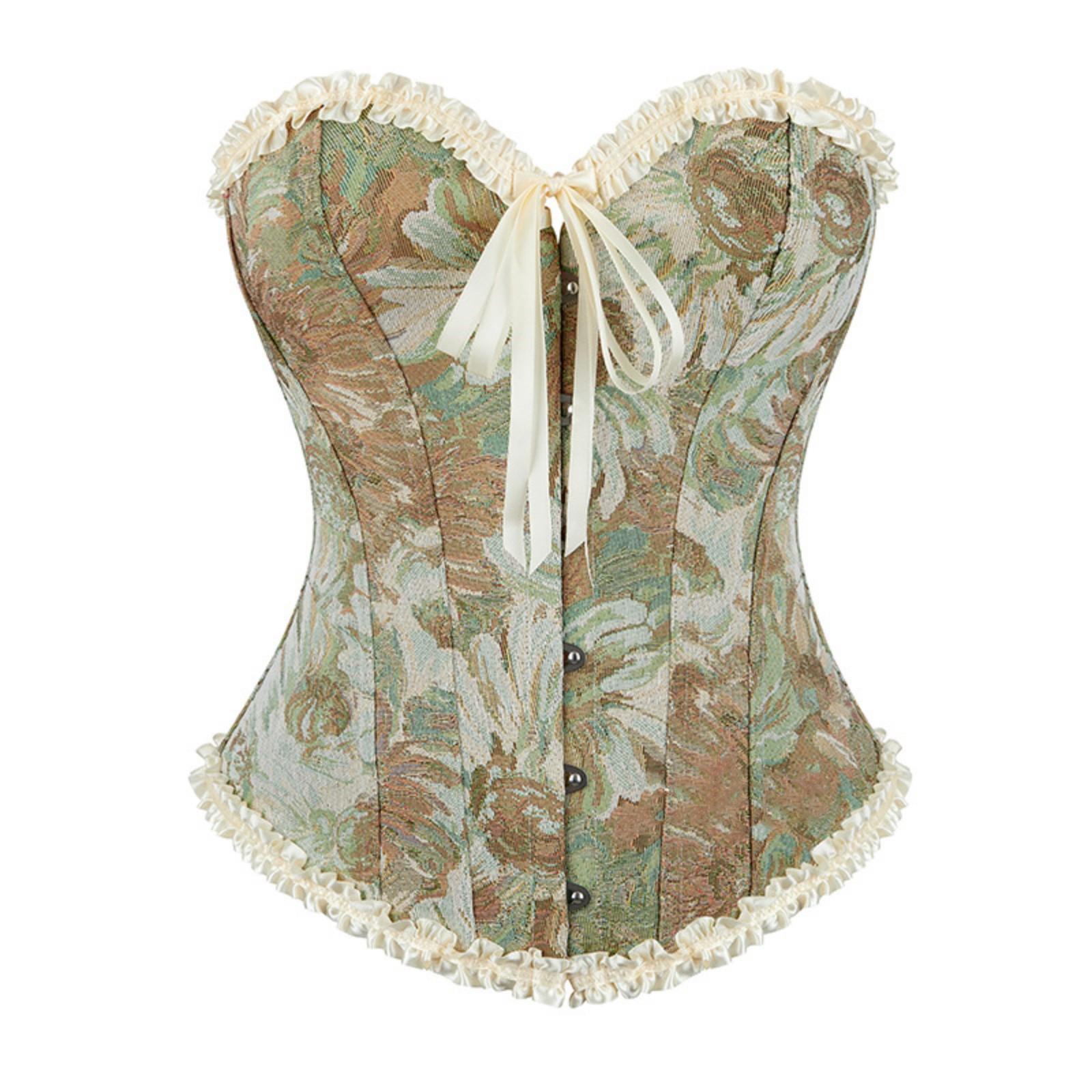 

Женский сексуальный корсет на молнии с кружевом на спине, топ-бюстье, стринги, корректирующее белье M зелёный