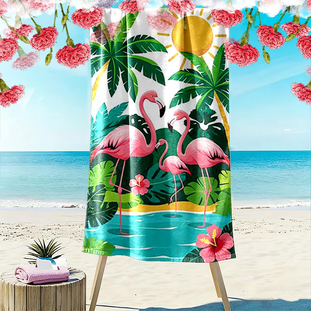 Flamingo Tropical Paradise Scene Beach towel quick-drying for travel outdoor sports jogging beach and swimming