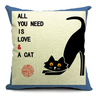 Cute Cartoon Cat Cushion Cover Cat Cotton Linen Pillow Case Sofa Decorative Pillowcase Home Accessories Animal Pillow Cover
