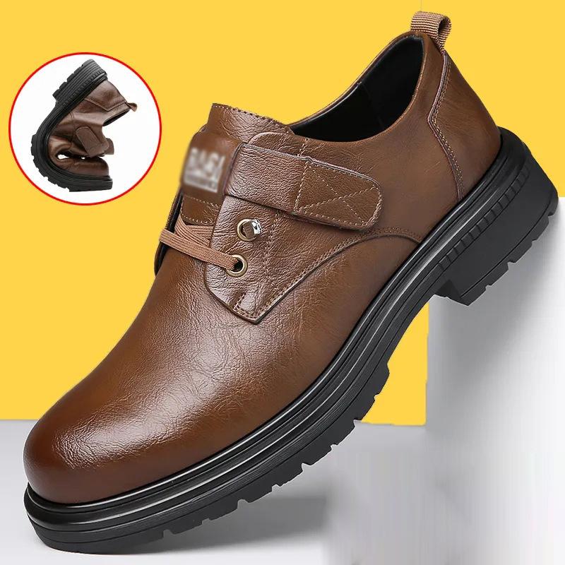 

Дышащие деловые кожаные туфли в британском стиле, мужская модная повседневная обувь с мягкой подошвой, мужская обувь для работы с инструментами 39