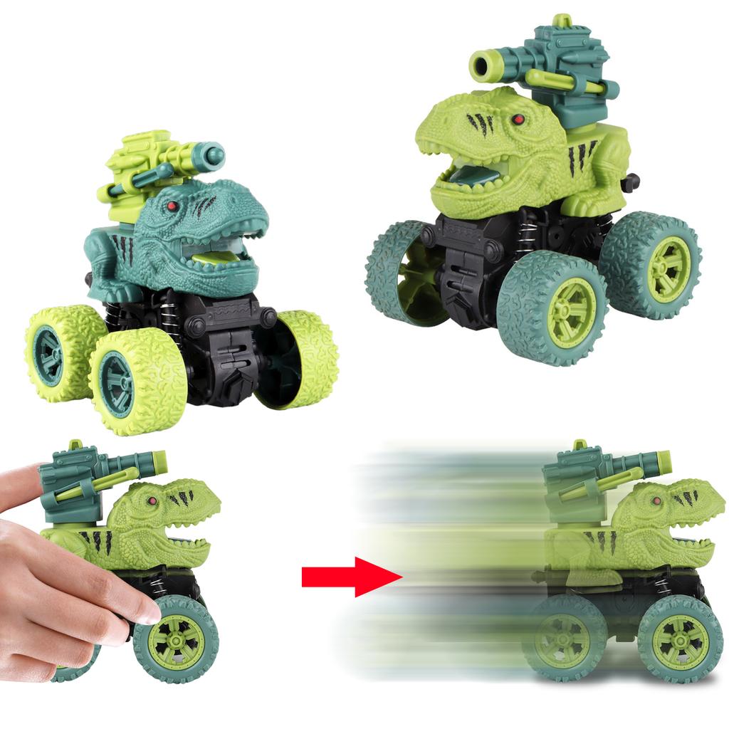 Dinosauři Dětské Hračky Auta Mini setrvačné raketové vystřelovací Vozidlo Vozidlo s pohonem čtyř kol Kaskadérské auto Hračka pro děti Dárek pro chlapce
