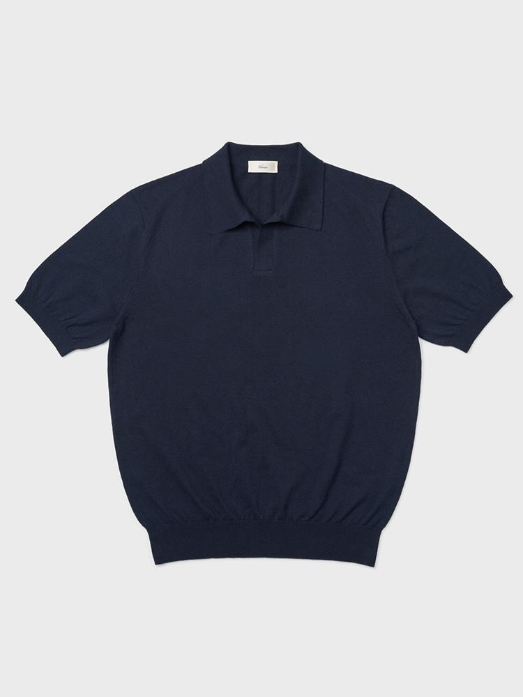 Berno 24Ss Essential Open Collar Knit Navy L