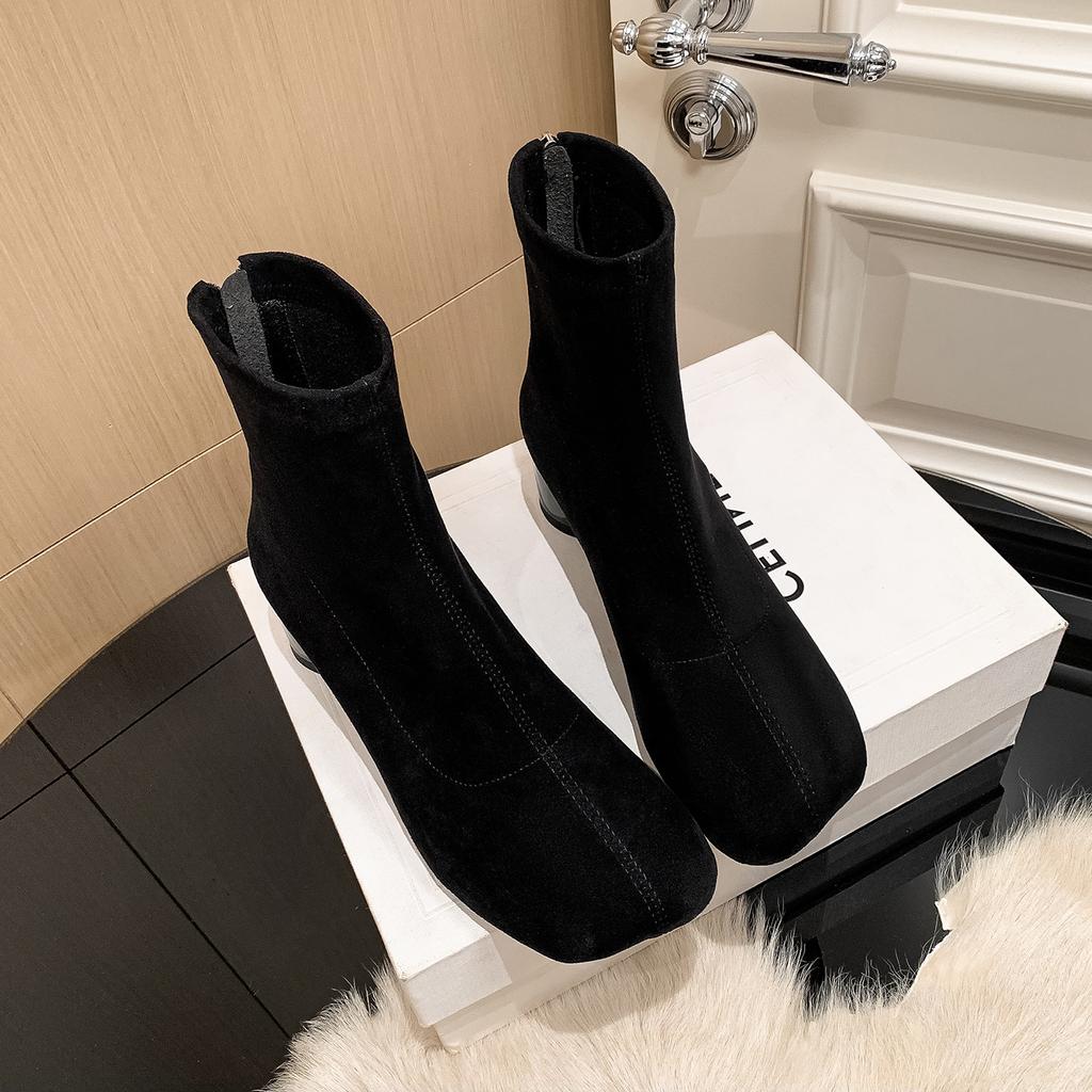 5CM Korean Small Ankle Boots 2025 Autumn and Winter New Suede Elastic Thin Boots Small Short Boots Commuting Versatile Single Boots Women