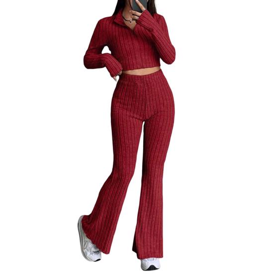 2 ks/sada Podzim Zima Dámské Top Kalhoty Set Polovysoký límec Dlouhé Rukávy Mikina Slim Fit Vysoká