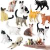 12Pcs Simulation Cat/Dog Figurine Realistic Miniature Cute Animal Figure Model PVC Solid