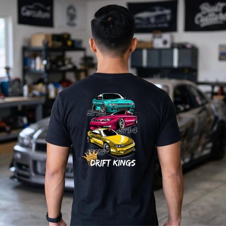 S-Chassis Drift Kings T-Shirt | JDM Tuner Car Graphic Tee | Drift Shirt S