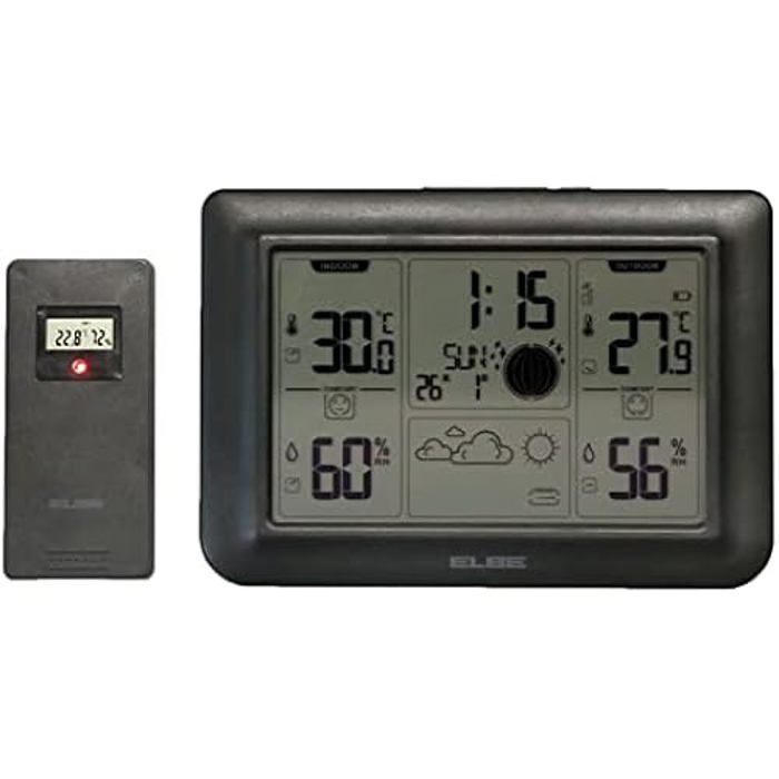 Station Météorologique - ELBE - Modèle avec Sonde - Température &amp; Humidité - Double Alarme - Rétroéclairage