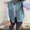 Winter Women's Stand Collar Zip Knitted Vest Loose Casual Open Front Sweater Gilet for Autumn Winter