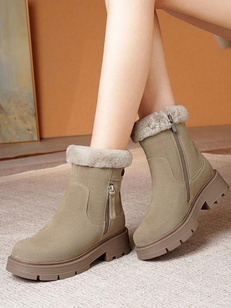 Fashion Round Toe Fleece-lined Women's Snow Boots Winter Platform Ladies Shoes Comfortable and Elegant Trend 2025 Goth Fashion Booties