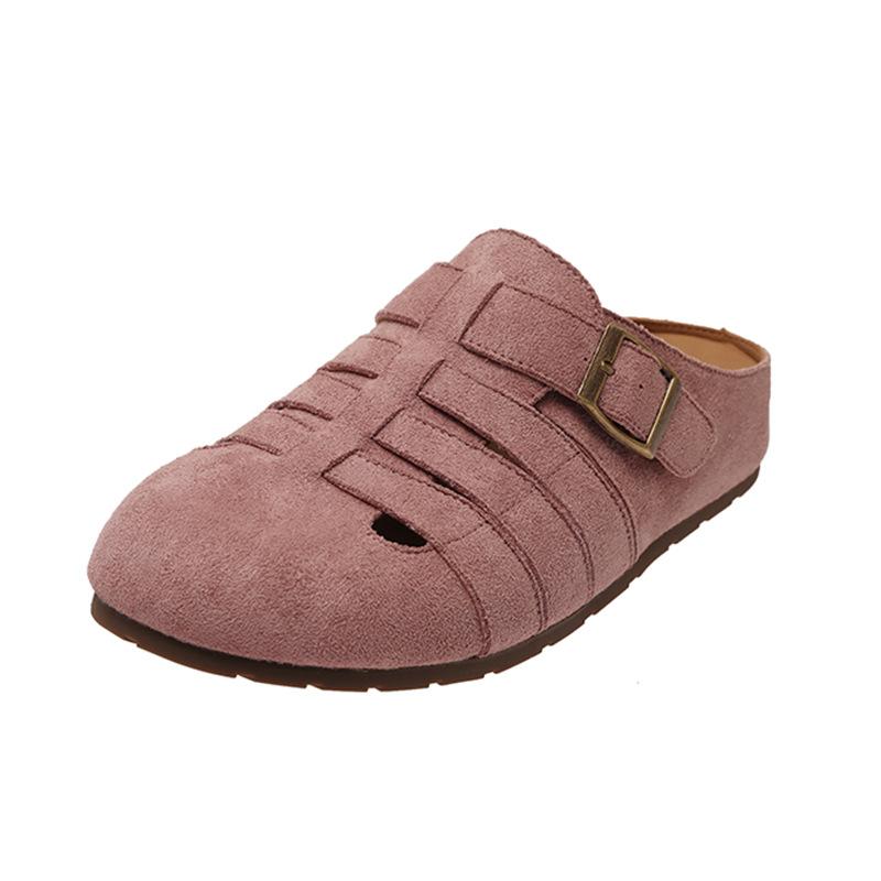 Retro Niche Hollow Bag Head Half Slippers Women's Outer Wear Lazy One Pedal Thick Sole Comfortable Ugly Cute Empty Boken Shoes