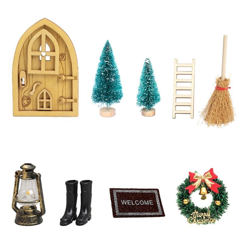 1:12 Dollhouse Mini Furniture Christmas Simulation Wood Christmas Style Furniture Model Christmas Style Toy for Girls
