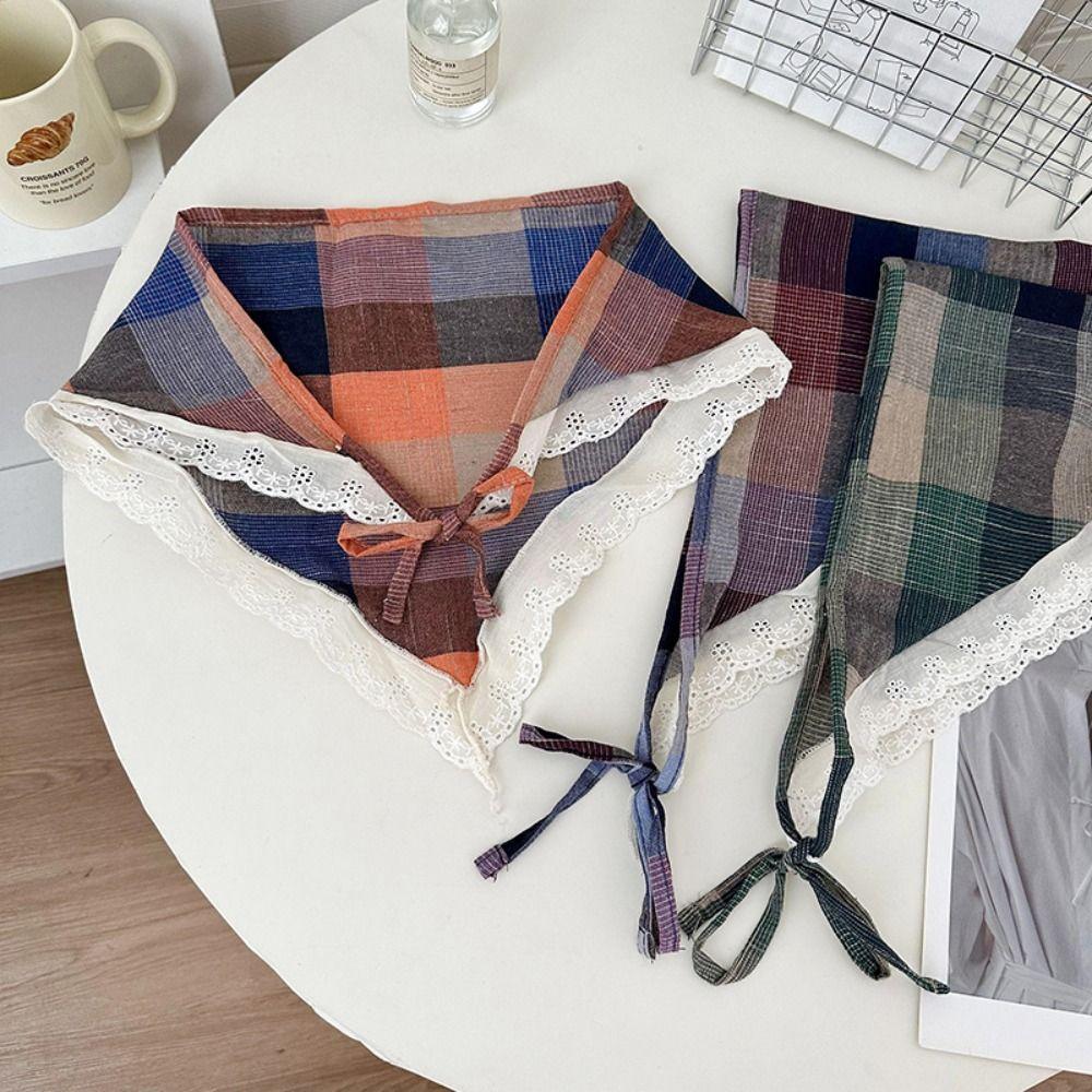 Lattice Triangle Hair Band Strap Soft Wrap Printing Hair Scarf Lace Hair Scarf  Women
