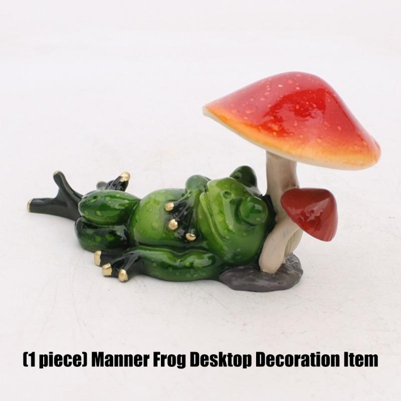 Frogs Statue for Garden Decors Green Frogs Figurines Resin Animal Sculptures Desk Ornament Collectible Gift Women Men
