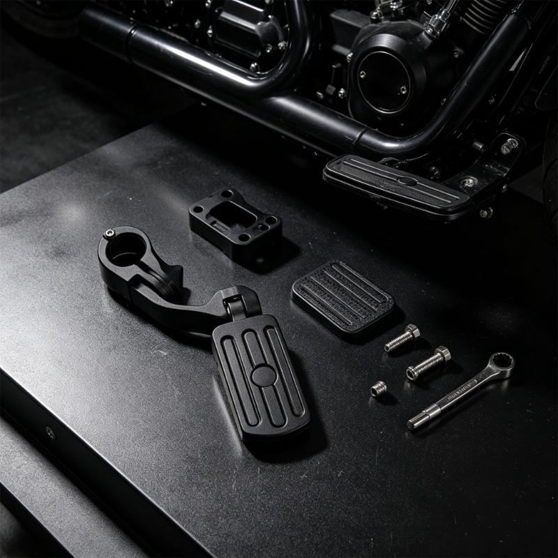 Motorcycle Highway Foot Pegs Pair for Crash Bars, Clamp On Footrests with Rubber Pads, 32MM Bar Fit and Road Use