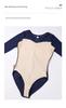 Adult Ballet Dance Exam Costume with Mesh Splicing, Yoga Long Sleeve, High Hip Design.