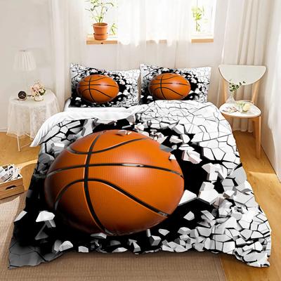 Juego de cama con estampado de baloncesto 3D de moda, funda nórdica suave y cómoda para dormitorio, habitación de invitados