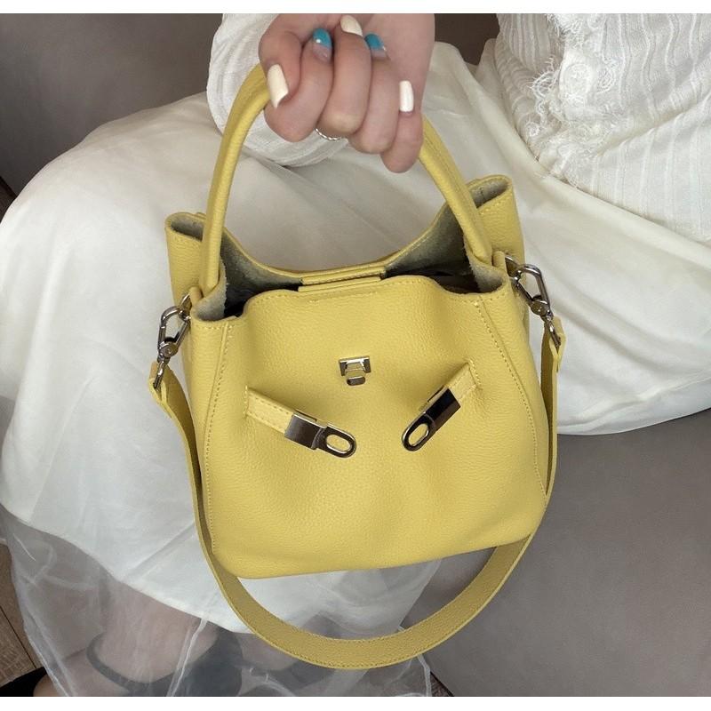 Echte Leder Damen Tasche Oberste Schicht Rindsleder Große Kapazität Eimer Modisch Vielseitig Handtasche Einzel Schulter
