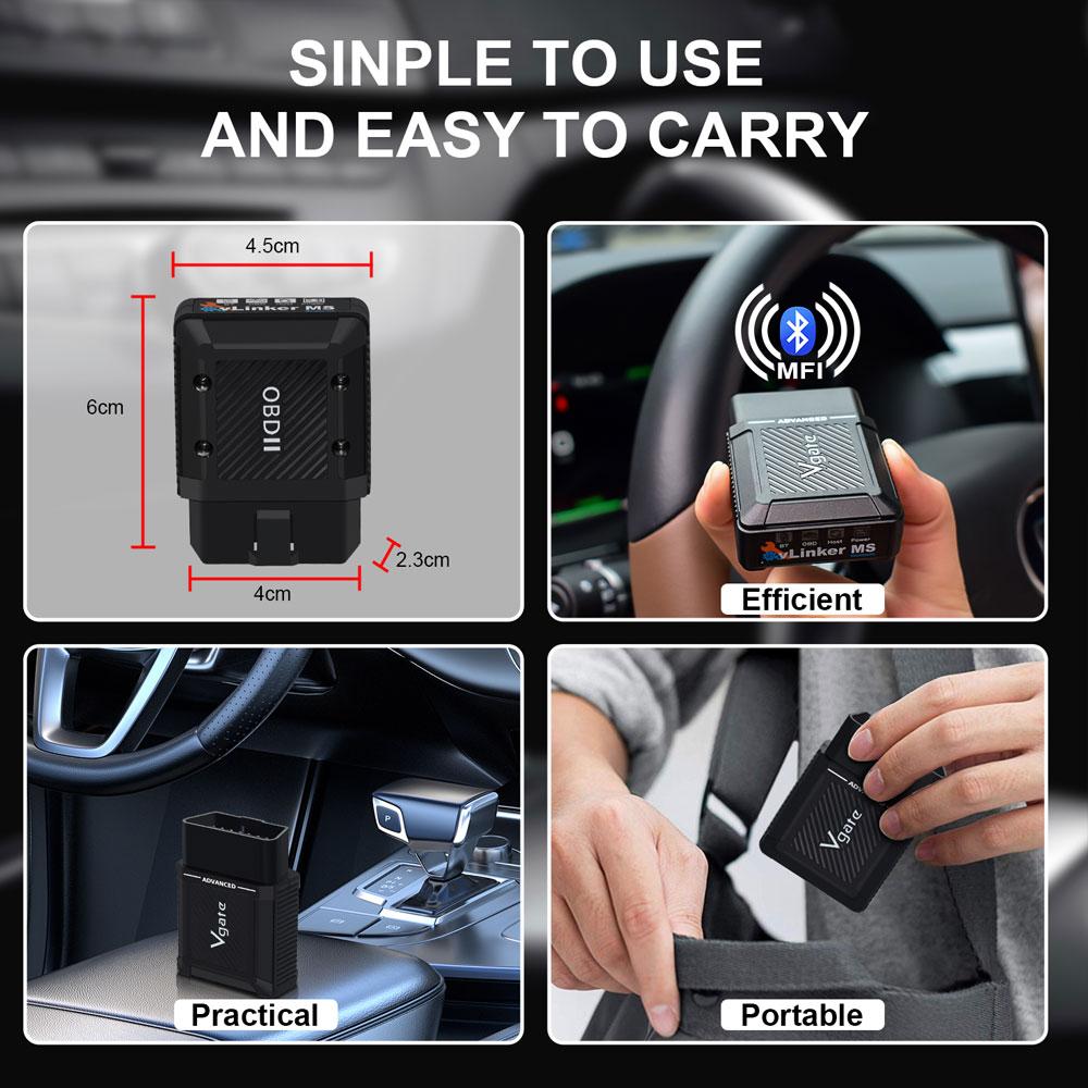 2025Neuer Vgate vLinker MS BT Auto OBD2 Scanner für 12V/24V ELM327 V2.3 Alle Systeme Diagnosewerkzeug CH LS HS SW MS CAN
