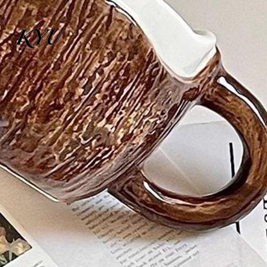Bicchieri Decorativi da Cucina Vintage Guscio di Cocco Tazza in Ceramica, Tazza da Caffè Irregolare Fatta a Mano con Cucchiaino, Tazza Smaltata Facile da Pulire Texture Rustica