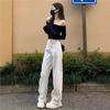 Weiße High-Waist Weitbeinige Jeans für Damen - Frühjahr/Sommer Kollektion 2025, High-End Lockerer gerader Schnitt mit Fall.