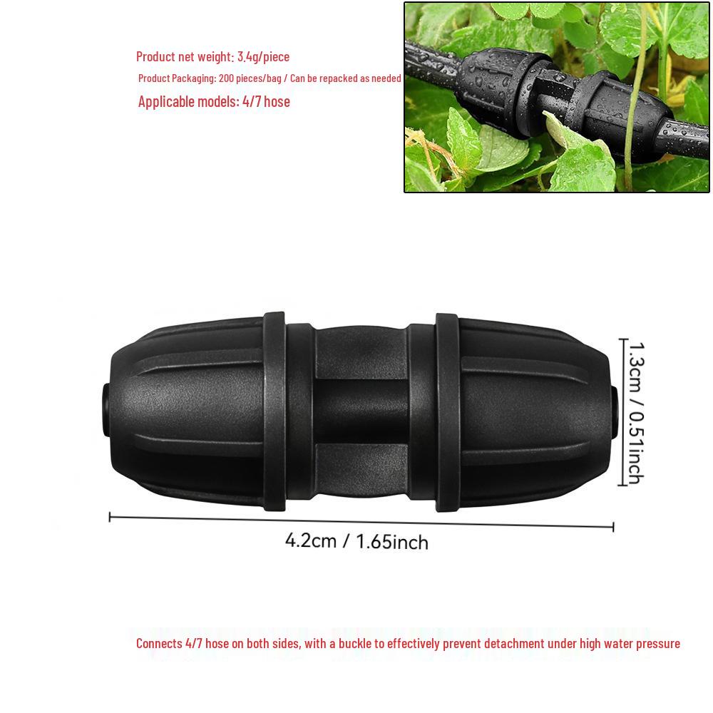 47 Series 4mm Pipe Connector with Lock Buckle - Straight Tee Drip Irrigation Auto Waterer