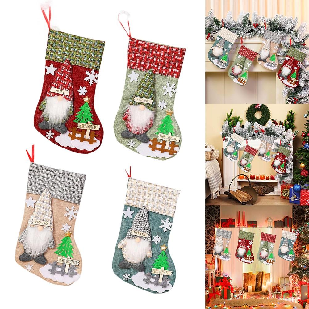 3D Gnome Design Plush Christmas Stockings Generous Size